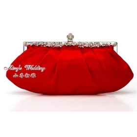 Wholesale - women lady rhinestone night evening bag party handbags purse Silk satin crystal design color 02 