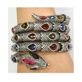 Wholesale free shipping Colorful Flexible Snake Necklace gold silver mode style model bracelet bangle chain jewel 