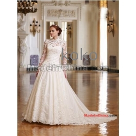 free shipping Wholesale -  by Kate Middleton Wedding Dress High r  Bodice Long Sleeves Wedding Dresses     #a21