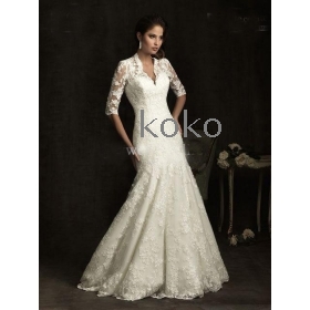 free shipping Wholesale -2012 New High quality Strapless mermaid Famous Designer Fashion Wedding gown Strapless Court  ruffle/Trumpet Wedding dress organza Coctail Dresses    #at31