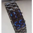 Wholesale -free shipping  New Grind arenaceous black Iron watch Samurai fashion Japan Hand chain table blue  LED lamp Watch wristwatch      #vb3