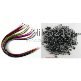 Free Shipping 1000pcs/lot Feather Hair Extensions Kit Feather wig+beads 1000 size:16inch