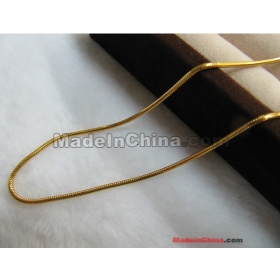 18K Yellow Gold necklace round snake chain / Italy Craft / 
