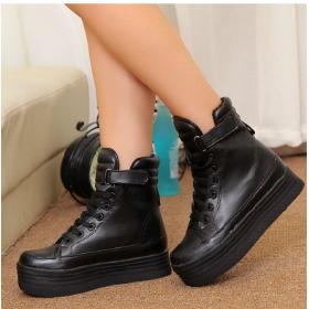 Women's plat<7f310460d57a17c819816dc920dbb5> shoes high shoes muffin shoes pu leather casual shoes white hip increased shipping $$$$