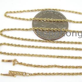 REAL Solid  18K Yellow Gold Rope Chain Necklace **YOU PICK**
