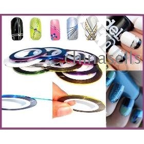20pcs self-adhesive striping tape Art nail metallic yarn decoration manicure accessory laser line nail jewelry metal painted line nail stickers 18color choose