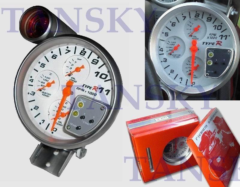 TYPE 5 WHITE 4IN1 TACHOMETER GAUGE AUTO GAUGE AUTO Wholesale TYPE R