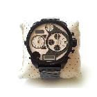 HK post Free shipping hot sale DZ7126S watch 3 time zones Quartz men watch stainless steel wristwatch+ logo + box