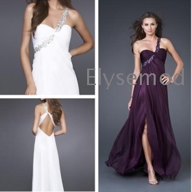 Hot Sale New Design Purple  Chiffon One Shoulder Dress affordable prom dresses 