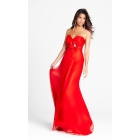 Strapless Sweetheart Floor Length Zipper Flower Applique Blush Red Prom Dress