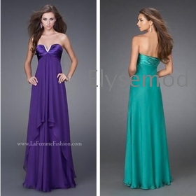Long Green Prom Gown Beaded Notch Bodice Flowing Skirt cheap evening Prom dresses for women