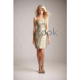 free shipping Wholesale made-to-measure A-Line Spaghetti Straps Knee-length Satin Evening Dress  evening dress  #trq26