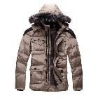 2014 FREE SHIPPING MEN'S WITH HOOD DOWN & GABBANA Italy BRAND KHAKI AND BLACK DOWN JACKET OUTERWEAR & COATS 30