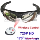 wide 170 angle lens 5MP 720P Wide Remote Control Glasses Sunglasses Camera Video Recorder mini DVR Black avp015JR