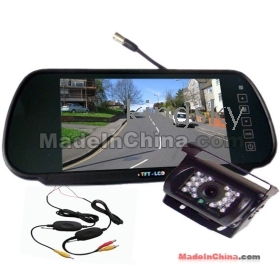 18 IR LED CCD Wireless Reversing Camera + 7" LCD tft Monitor Mirror Car Rear View Kit