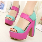 Free shipping platform pumps chunky high heels girls 2013 roman sandals for women ladies shoes woman colors block snake