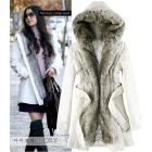 Fashion hot selling women coat personalized fashion fur collar cap wadded jacket white 