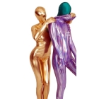 Full Body Spandex Zentai Costume Catsuit Unisex purple+golden  oh028