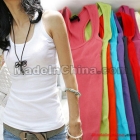 Free Shipping women's fashion Slim T-shirt solid color cotton thread the word vest 11 color 717