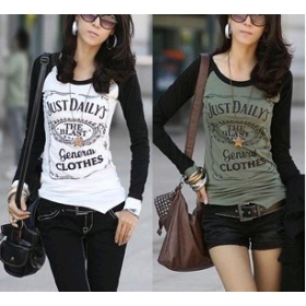 Free Shipping new style 522-608 long-sleeved T-shirt printing letters spell color clothes woman jackets coats