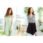 Free Shipping fashion N413-936 stripes spell color vest skirt Slim 2012 Chiffon Dress women's clothes