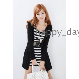 Free Shipping Fashion NB45-2136 # Hitz  piece striped sweater (with belt) woman dress skirt clothing