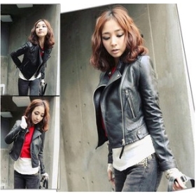 Free shipping fall fashion 402-666 # Slim leather coats woman clothes casual long-sleeved jacket