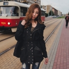 Free shipping fashion 527-9129 new hooded cardigan hot drilling Windbreaker  women's clothes