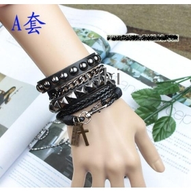 NEW Punk styles Multilaye Leather Bracelet Bangle for men and women's Jewelry