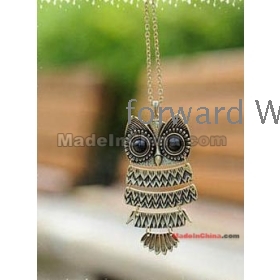 Free Shipping factory wholesale brand new Jewelry Bronze owl sweater chain necklace g1