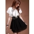   Free Shipping factory wholesale new women's  leaf sleeve round brought snow spins dress skirt 