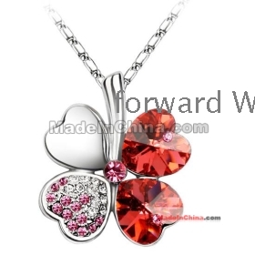 Free Shipping brand new Jewelry Crystal necklace Four Leaf Clover necklace   