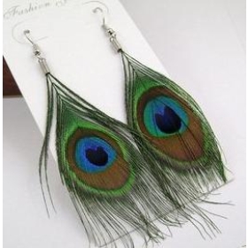 Wholesale and Retail Natural peacock feather earrings. feather earrings, Free shipping  NH
