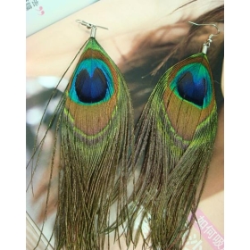 Wholesale and Retail Natural peacock feather earrings. feather earrings, Free shipping k1
