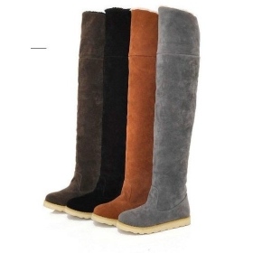 Women's Suede Flat Boots Winter Thigh High Boots /Over The Knee Boots Shoes  V