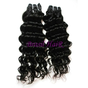 DHL Free Shipping 3pks 14" Remy Brazilian Virgin Hair 100% Human Hair Extension Deep Wave Weave#1B Natural Color