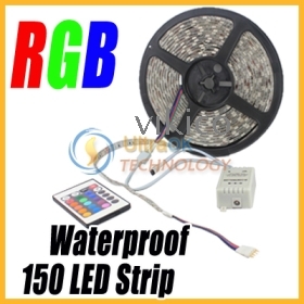 5M RGB 5050 SMD Waterproof 150 LED Strip light 12VDC/50HZ + Controller +Remote Control new