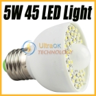 45 LED 5W 3528 SMD Pure White Motion Sensor Light Lamp Bulb 350LM 85-260V E27 AC 85V--260V 50g new