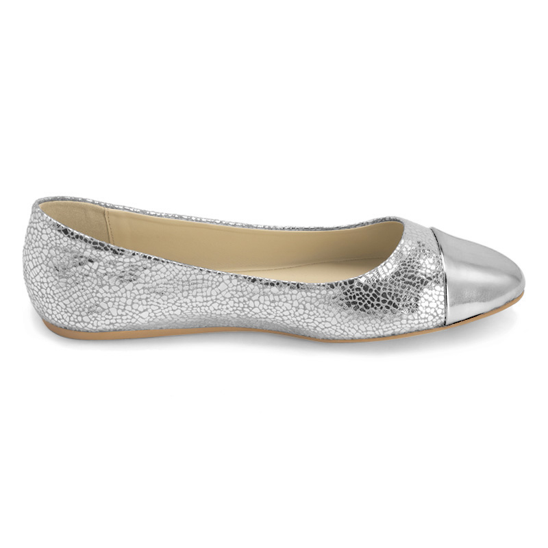 shiny silver flats