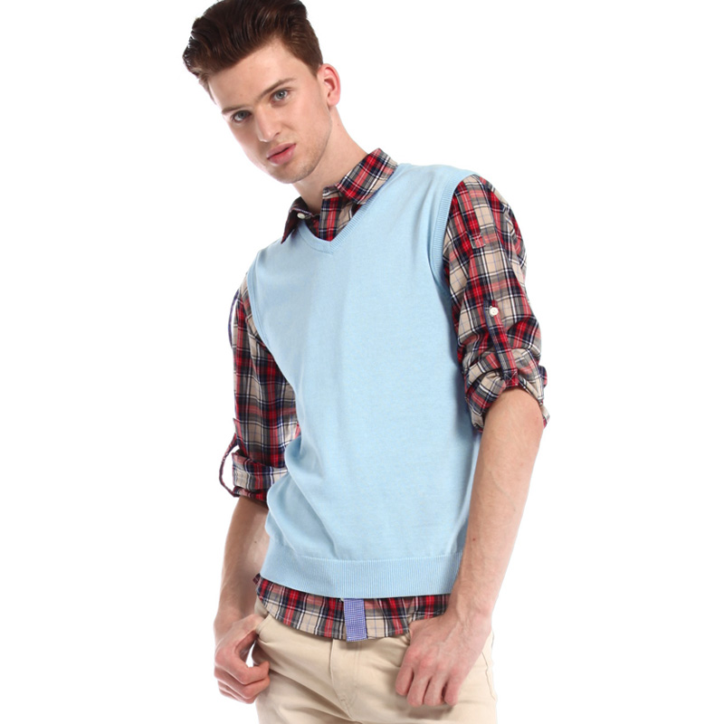 VANCL Classic Solid Sweater Vest MEN Light Blue – Wholesale VANCL ...