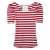 VANCL Puffed Sleeves Sailor Striped Shirt Red/White SKU:67176