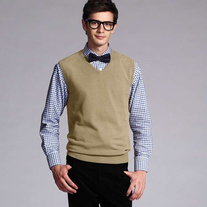 VANCL Classic Solid Sweater Vest MEN Khaki SKU – Wholesale VANCL ...
