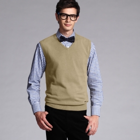 Buy VANCL Classic Solid Sweater Vest(MEN) Khaki SKU:7788 from ...