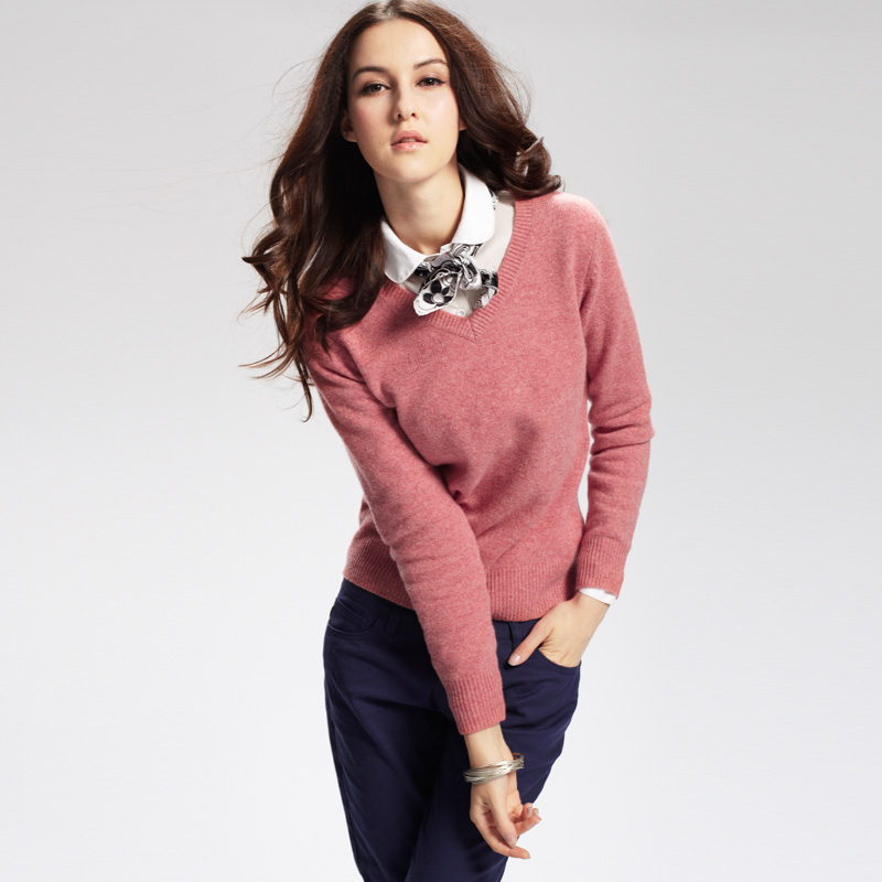 VANCL V Neck Premium Wool Sweater s Coral SKU – Wholesale VANCL V-Neck ...