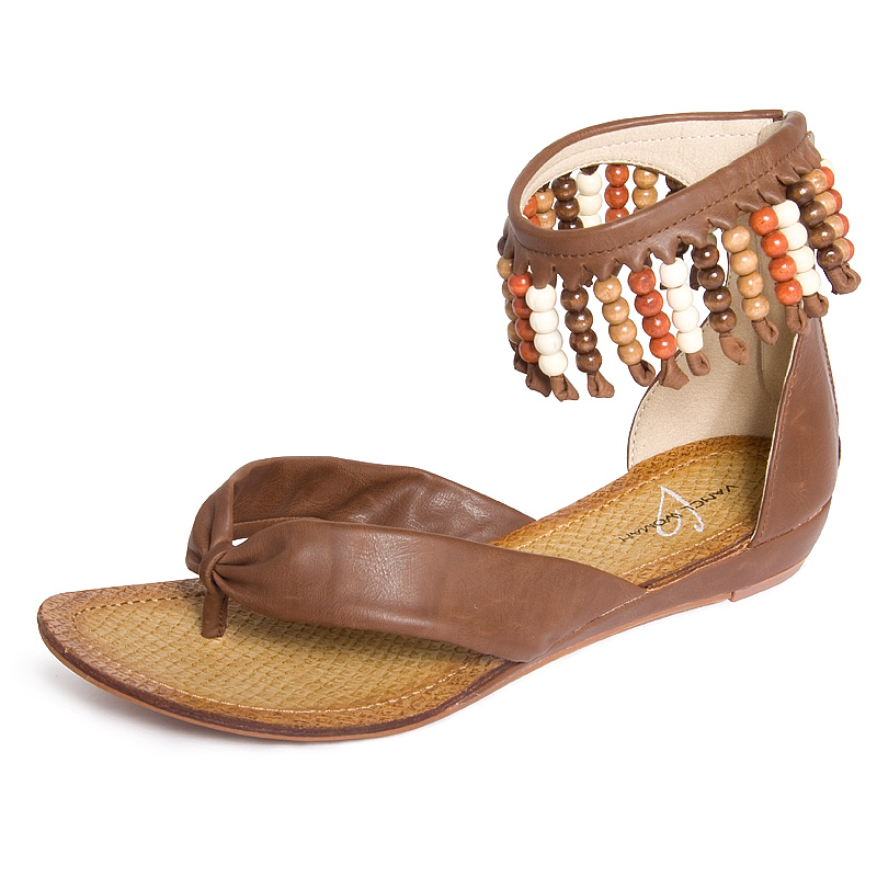 Roman Sandals Sepia SKU â€“ Wholesale VANCL Bead Embellished Roman ...