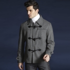 VANCL Double Breasted Wool Tweed Coat Gray SKU:137503