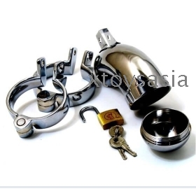 -Plated Chastity Tube with Cock Tubing Cover Removable (with 2 pcs renewable covers) 