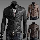 2013 New Slim men's leather jackets, men leather motorcycle thick warm jacket Black,Brown,yellow Size:M-L-XL-XXL