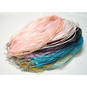 Free Shipping 100pcs Mix Color Organza Ribbon Necklace Cord For DIY Craft Jewelry 18'' W3