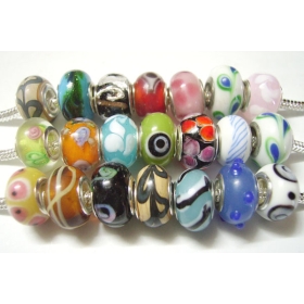 Free Shipping 50pcs/Lot Mix Style Murano Lampwork Glass Beads Fit Bracelet Necklace C20